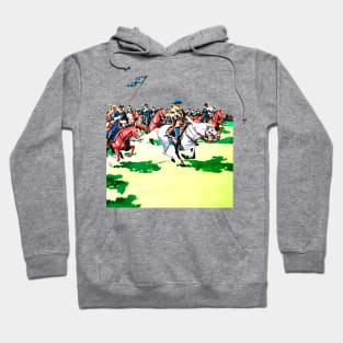 Horses in Battle Western Cowboy Retro Comic Hoodie